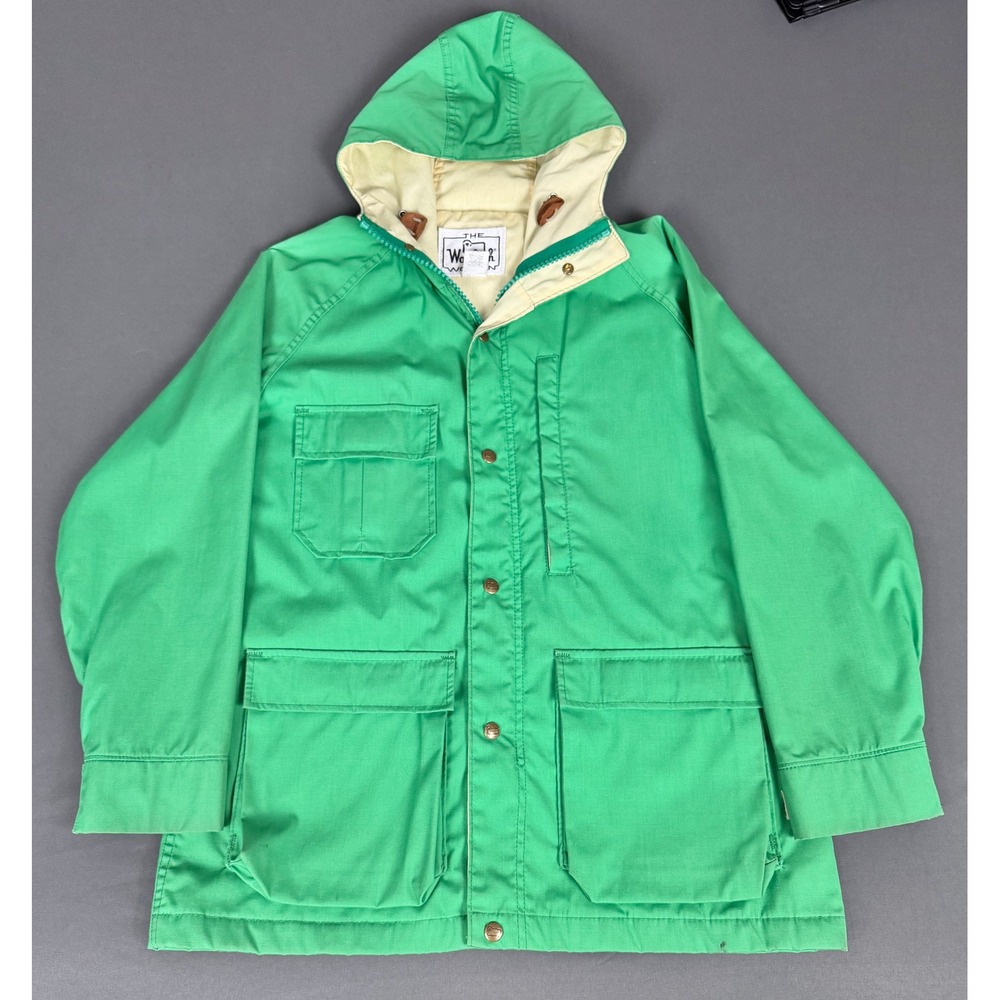 Woolrich Mountain Parka Jacket Womens Medium Green Vintage Hooded Made in USA